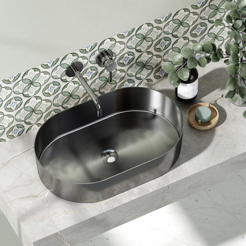 ACCIAIO INOSSIDABILE Lavabo da appoggio Gun Metal
