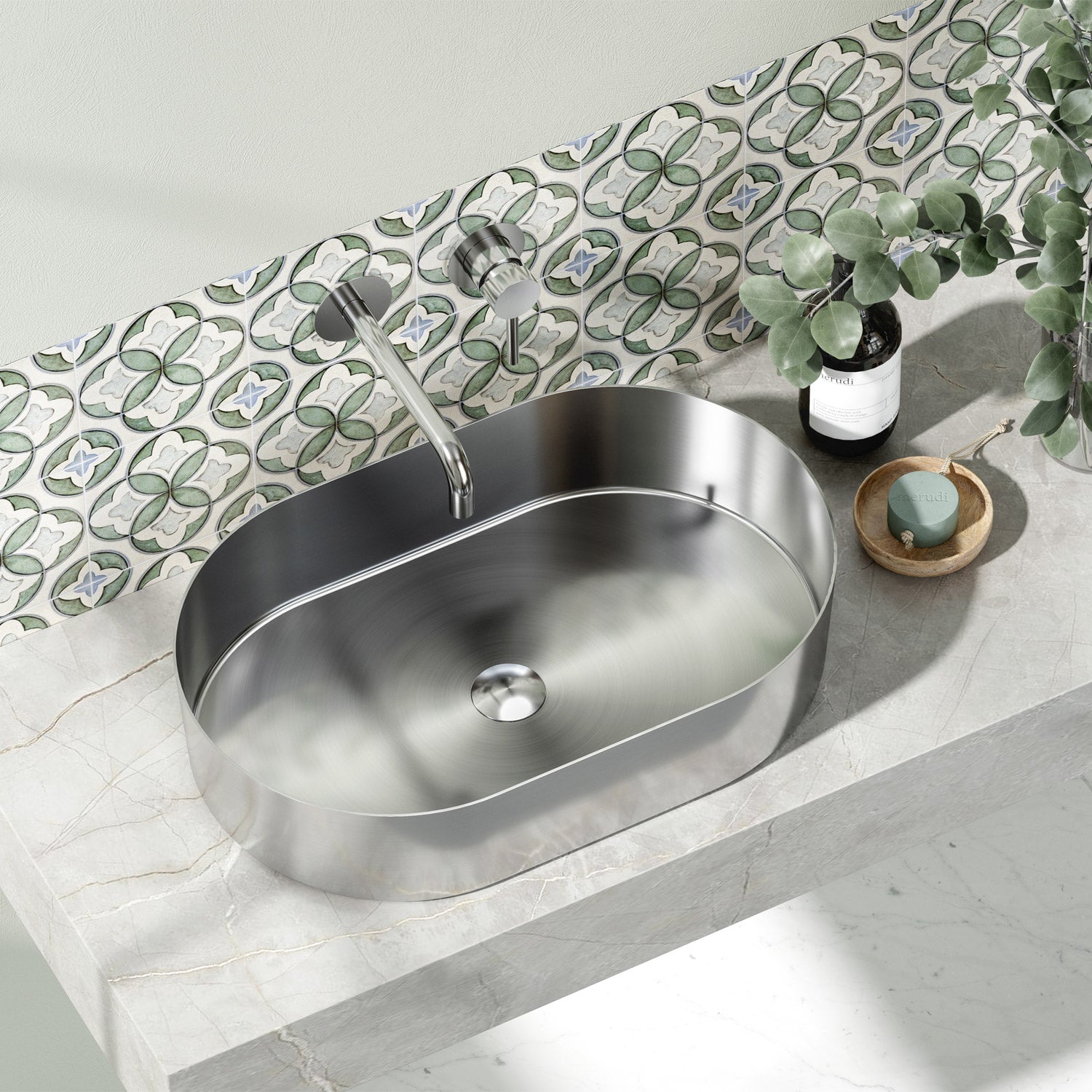 ACCIAIO INOSSIDABILE Lavabo da appoggio Brushed Steel