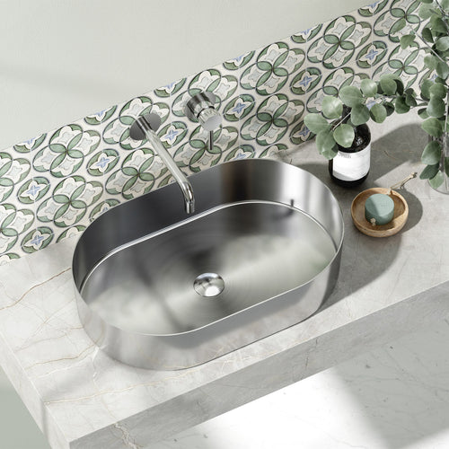 ACCIAIO INOSSIDABILE Lavabo da appoggio Brushed Steel