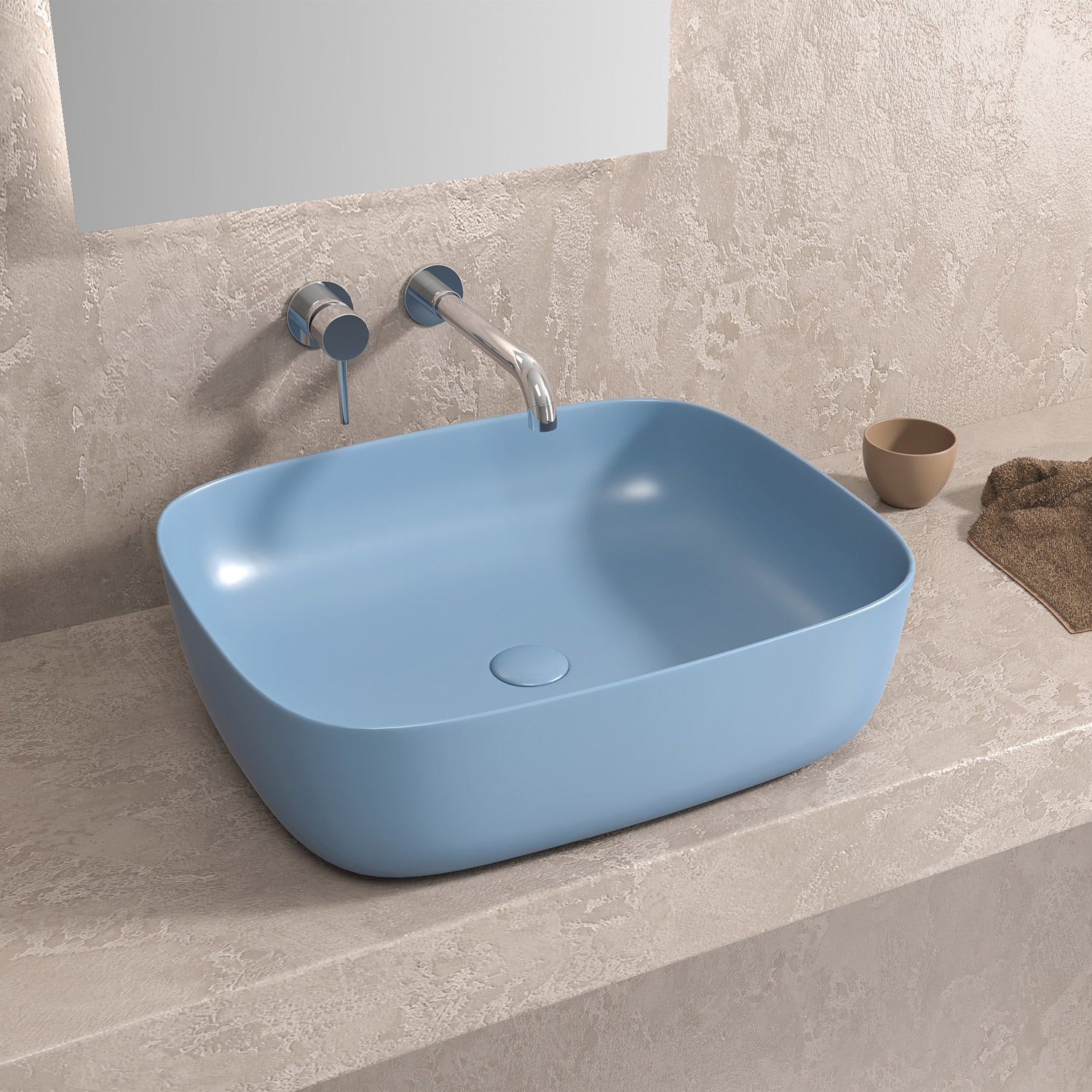 Lavabo da appoggio Azzurro Opaco