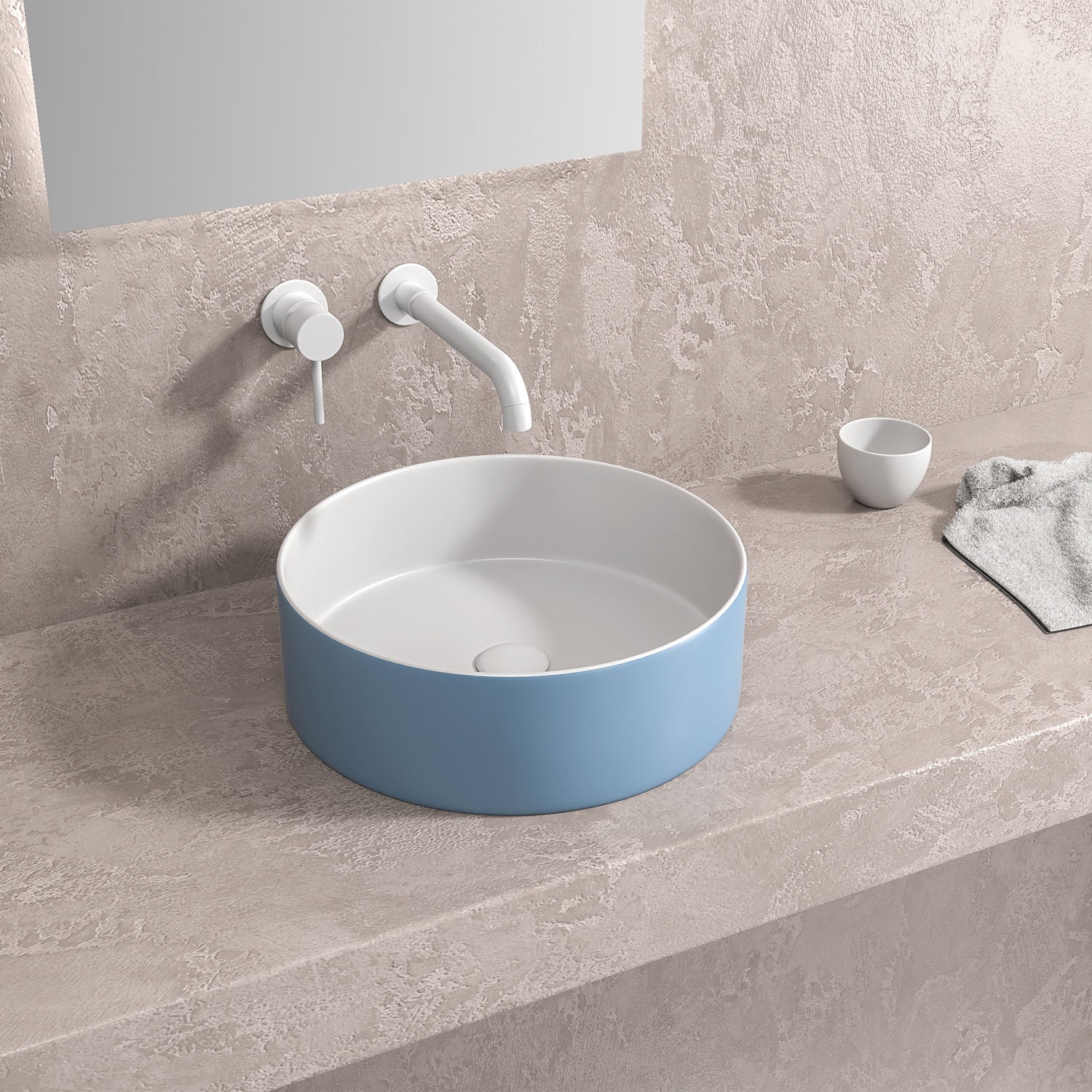 Lavabo da appoggio Bianco-Azzurro Opaco