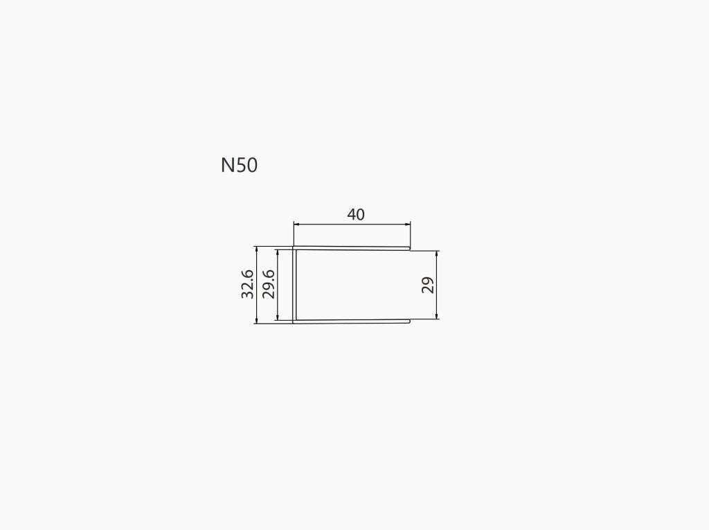 Profilo muro (40x29x2000mm “N50”) | NERO