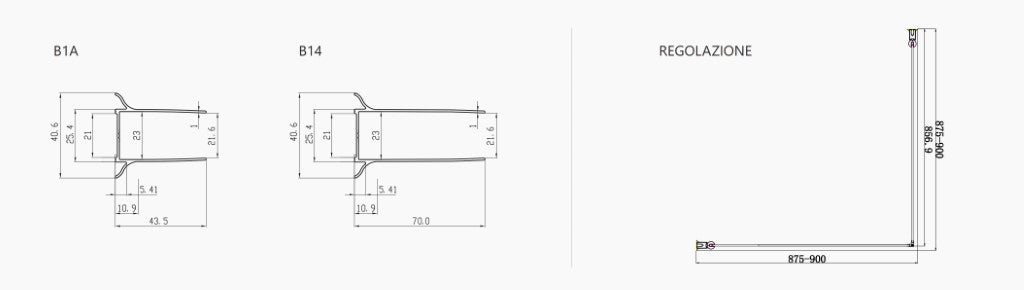 Profilo muro (+26mm “B14” – sostituisce il profilo B1A)